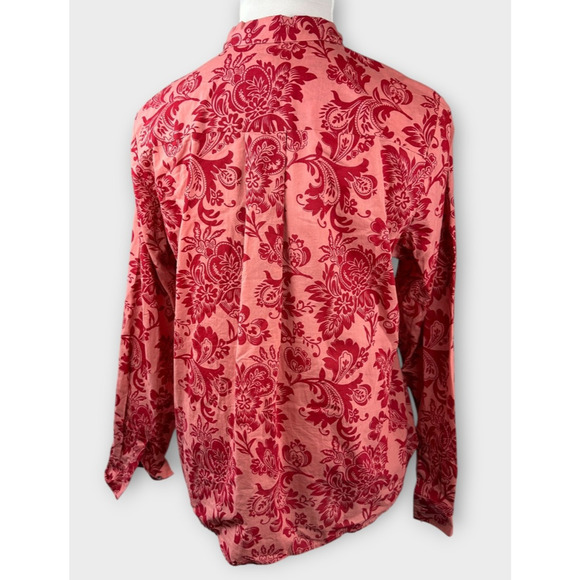 Sundance Embroidered Beaded Floral Button Up Shirt Long Sleeve Cotton XL Top - Picture 9 of 14